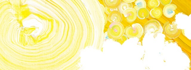 yellow painted brushstrokes making a sun and clouds