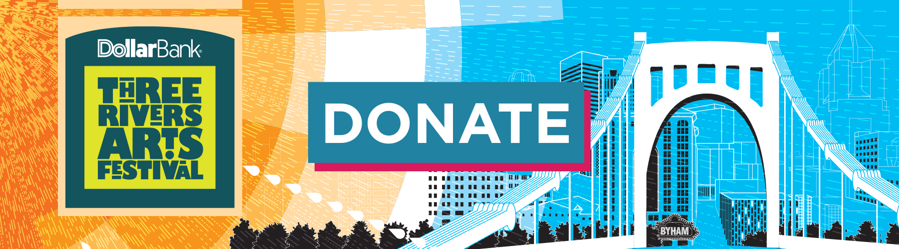 a colorful graphic that says donate